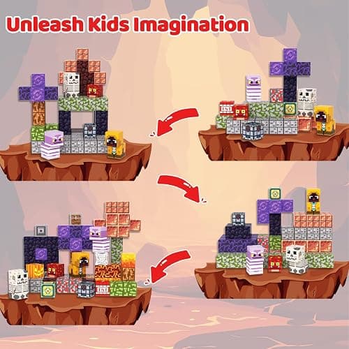SSAWER Magnetic Blocks, 100PCS Magnetic Building Blocks Light Up, Stacking Magnets for Kids, Sensory Toy for STEM Constructions Magnet Blocks for Boys Girls Age 3+, Christmas Birthday Gifts thumbnail 3