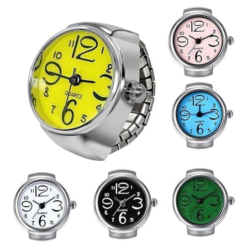 Dacdyi 6 Pcs Fashion Ring Watches for Women Finger Watches for Women Punk Ring Watch for Men Quartz Watch Ring - Image 1