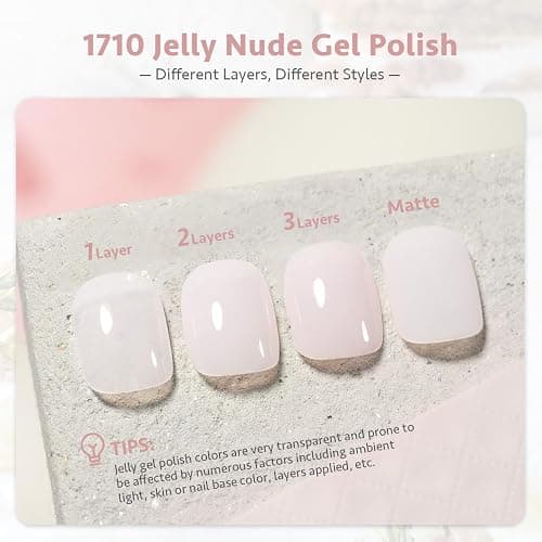 GAOY Jelly Nude Gel Nail Polish, 16ml Sheer Pink Translucent Gel Polish, UV Light Cure for Nail Art DIY, 1710 Pink Wedding thumbnail 2