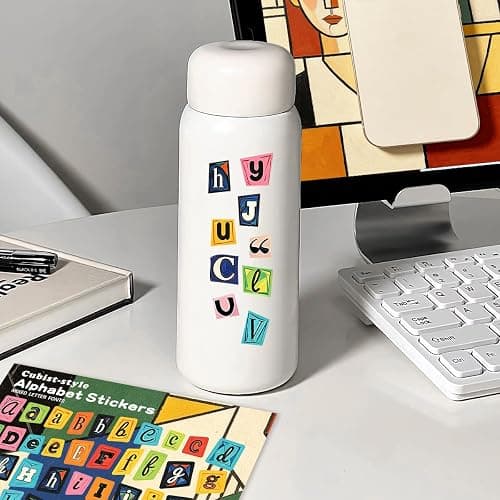 Jacone 1488Pcs Magazine Letter Stickers - 16 Sheets Colorful Alphabet Number Symbols Stickers, Waterproof DIY Decals for Bottles, Scrapbooking Supplies Journaling DIY Crafts Gift Junk Journal thumbnail 6