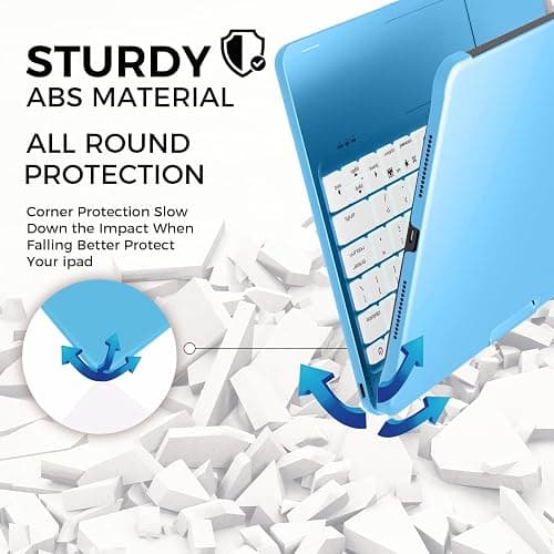 NOKBABO for iPad 10th 11th (A16) Generation Case with Keyboard, iPad Air 11 inch case (M4/M3/M2), Keyboard for iPad Pro 11 (4th/3rd/2nd/1st) & iPad Air 5/4, Trackpad, 360° Swivel, Backlit - Sky Blue thumbnail 8