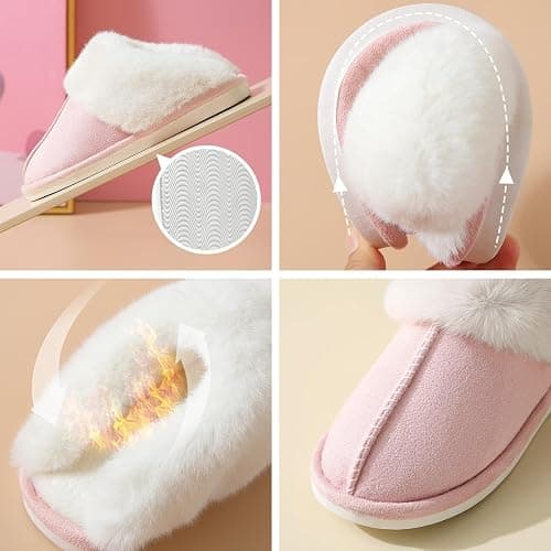 Hausschuhe Damen Herren Winter Plüsch Warm gefüttert Hausschuhe Pantoletten Bequeme rutschfeste Flache Slippers thumbnail 5
