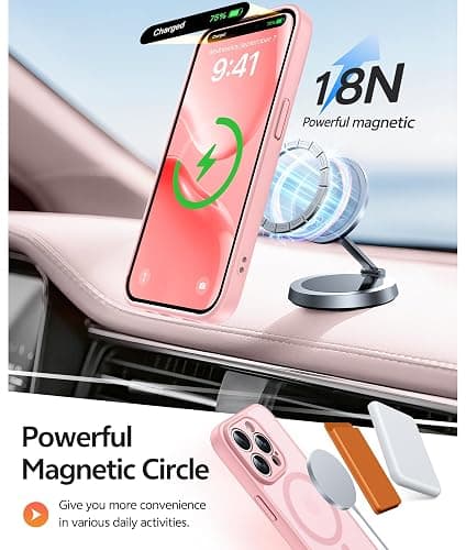 FNTCASE for iPhone 14 Pro Case: [Compatible with Magsafe] Translucent Matte Cases with [Full Camera Protection] [Screen Protector] Military Grade Shockproof Protective Phone Cover - Light Pink thumbnail 3