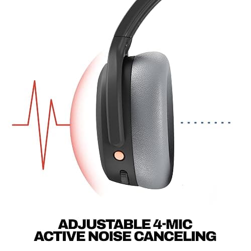 Skullcandy Crusher ANC 2 Wireless Over-Ear Bluetooth Headphones with Multi-Sensory Bass, Active Noise Cancelling, Up to 60 Hours Battery, Microphone for iPhone Android - Black/Asphalt thumbnail 4