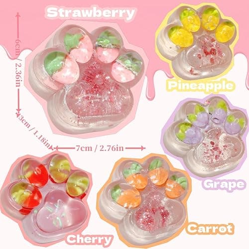 5Pcs Taba Squishy Cat Paw Squeeze Toys | 2.75in Upgraded TPR Slow Rebound Stress Relief Fidget Toys for Kids & Adults, Party Favors, Easter Basket Stuffers, Christmas Stocking Stuffers thumbnail 2