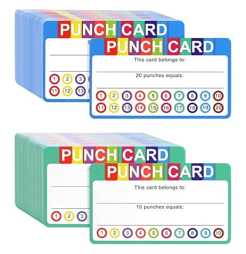 Punch Cards for Classroom, 240 Pack Kids Behavior Reward Punch Cards, Incentive Punch Card for kids, Business, Students, Teachers, 2 Styles - Image 1