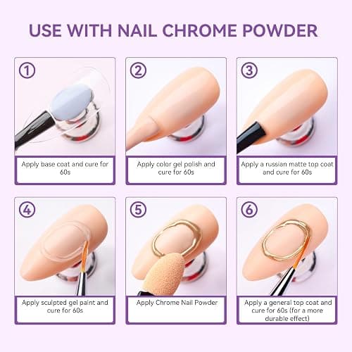 Makartt 3D Gel Nail Art: Clear 3D Painting Gels for Chrome Powder, 3D Sculpting No Wipe for Gel Nail Polish, 3D Carving Drawing Gels for Nails Art at Home & Salon DIY 0.28 fl.oz thumbnail 7