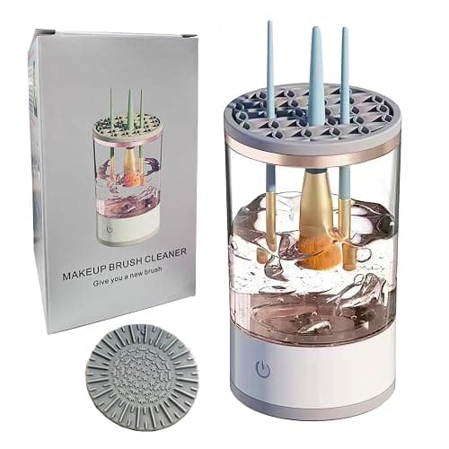 JIANGLAI Electric Makeup Brush Cleaner Machine, Automatic Spinning Cosmetic Brush Cleaner, Fits, Clear - Image 1