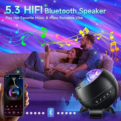 Northern Galaxy Light Projector, 300+Modes & 5 Films Star Projector, 15 White Noise & Bluetooth Northern Lights Projector,Moon Aurora Light Projector, Teen Girl Gifts Trendy Stuff, Bedroom Decor thumbnail 6