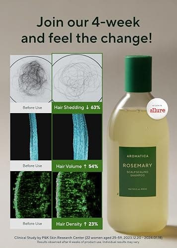AROMATICA Rosemary Scalp Scaling Shampoo - Korean Hair Care with Thinning Hair Loss Natural Rosemary Essential Oil for Women - Vegan Hair Growth - Free from Sulfate, Silicone, and Paraben (13.53 oz) thumbnail 3