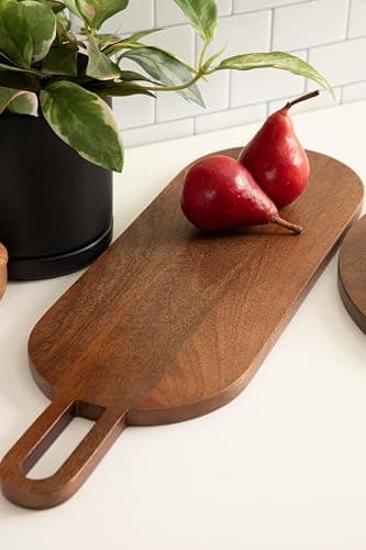 Kate and Laurel Staven Transitional Two-Piece Serving Boards Set, 7 x 22 and 14 x 18, Walnut Brown, Modern Food-Safe Charcuterie Boards from Solid Mango Wood for Use as Kitchen Countertop Décor thumbnail 5