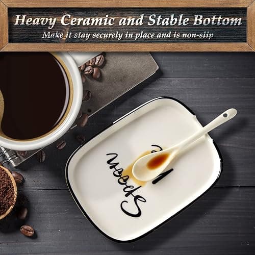Ceramic Spoon Rest for Stove Top, Large Spoon Holder for Kitchen Counter, White Coffee Spoon Rest, Heat-Resistant Cooking Utensil Rest, Modern Farmhouse Kitchen Décor thumbnail 6