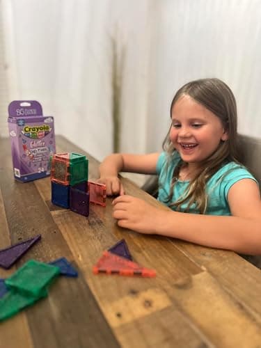CreateOn Crayola Mini Magnetic PIP-Tiles, Building Set for Kids, Magnetic Building Toys for Kids, STEM Travel Toys for Boys and Girls Ages 3+, 24-Piece Set (Glitter) thumbnail 2