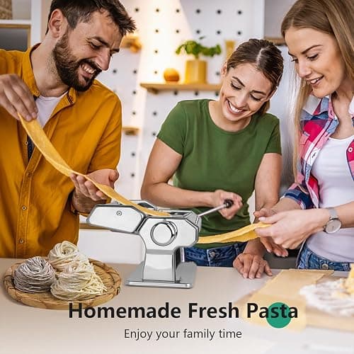 YASHE 3-in-1 Pasta Maker with Cleaning Kit, Adjustable Thickness Settings Pasta Maker Machine with Pasta Roller and Cutter, Dual Width Noodle Maker for Pasta, Spaghetti, Fettuccine, Lasagna thumbnail 2
