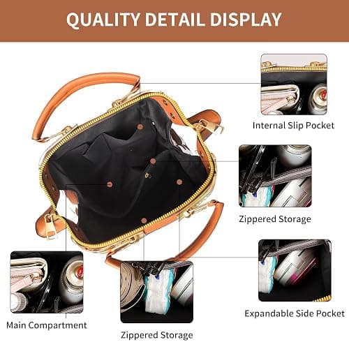 Tigpoy Women's Leather Handbag, Top-Handle Satchel Purse with Crossbody Strap, Fashion Tote Shoulder Bag for Daily Use thumbnail 3