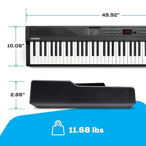 Alesis 88 Key Keyboard Piano with 480 Sounds, Speakers, USB MIDI, Carry-Bag, Stand, Headphones, Pedal and Piano Lessons for Beginners thumbnail 7