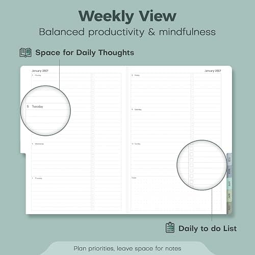 Planner 2026-2027 Monthly and Weekly Academic Planner July 2026 - June 2027, Linen Hardcover Agenda 2026-2027 Calendar Daily Planner for Student Teacher with Monthly Tabs, 6" x 8.3", Elegant Ivory thumbnail 6