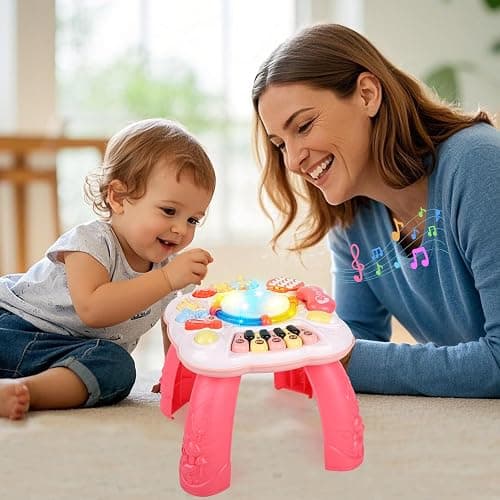 Dahuniu Baby Toy- Engaging Baby Activity Center for 6 12 18 Months Old- Safe, Sturdy, and Fun (11.8 x 11.8 x 12.2 inches), (Pink) thumbnail 6