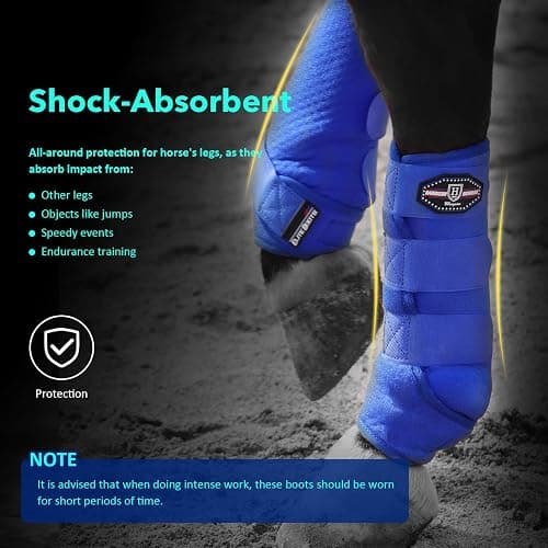Harrison Howard Horse Sport Medicine Front Shock-Absorbing Boots All-Round Lower Limb Protection & Support Sport Boots Perfect for Endurance Training and Performance Pack of 2 Aquamarine M thumbnail 3