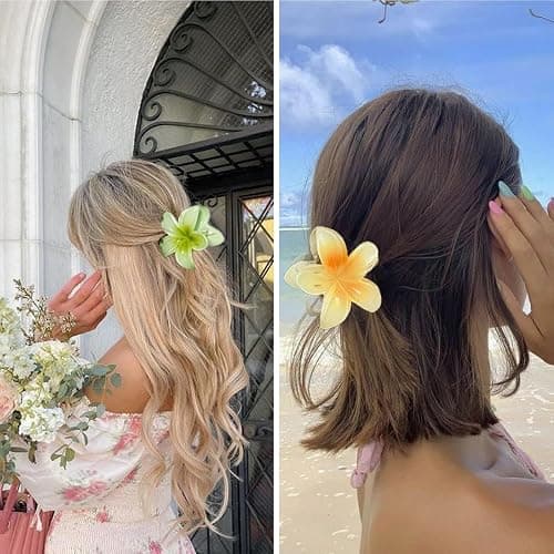 Flower Hair Claw Clips for Women, 6 Pack Hawaiian Flower Hair Clips, Plumeria Claw Clips for Thick Thin Hair, Large Strong Hold Nonslip Hawai Hair Accessories for Women Girls Gifts (Hawaiian-6 Colors) thumbnail 3