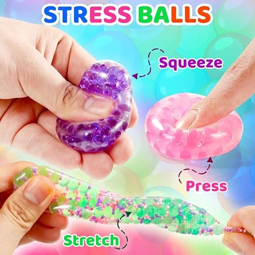 FIDWOD Stress Ball Fidget Toys for Kids: Party Bag Fillers Sensory Gifts Pack - Squishy Balls with Water Beads - Stocking Stuffers Anxiety Relief Set for Autism Boys Girls 20 PCS thumbnail 4