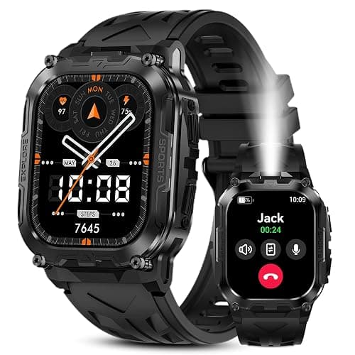 AMAZTIM Smart Watch for Men, 130 Days Extra-Long Battery, 1.96" Full Metal Rugged Military Watch, 50M Waterproof, Flashlight, 24/7 Heart Rate Sleep Monitor, Answer/Dial Calls, for Android & iOS - Image 1