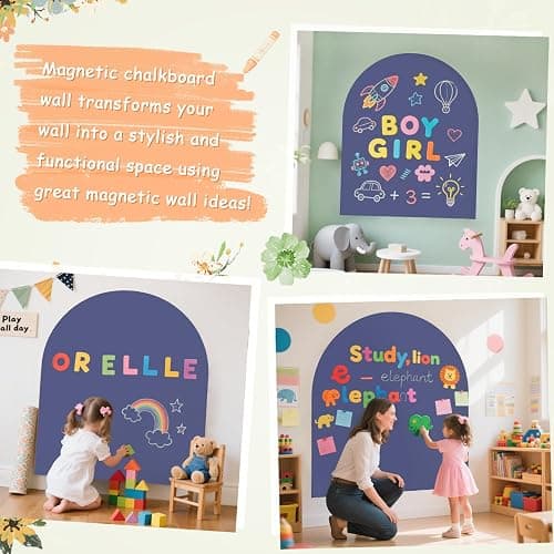 OMKSIH Arch Magnetic Wall Decal for Kids 40x32 Inches Magnetic Chalk Board Sticker Magnet Chalkboard for Wall Peel and Stick Self Adhesive Blackboard Multifunctional for Playroom Home Office School thumbnail 7