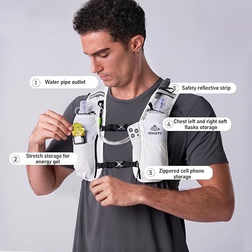 SEMSTY Running Hydration Vest 5L,Running Vest Pack with 1.5L Water Bladder,Lightweight Water Backpack for Hiking Running Cycling thumbnail 3