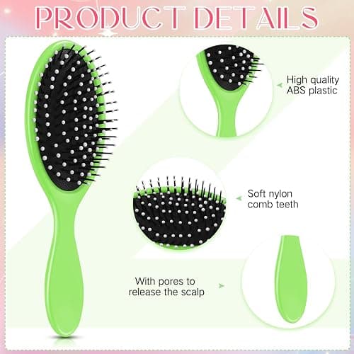Suclain 30 Pieces Wet Hair Brushes for Women Travel Detangling Brush Soft Bristles with Cushion Base Drying Detangler Small Hair Brushes for Women, 10 Colors thumbnail 5