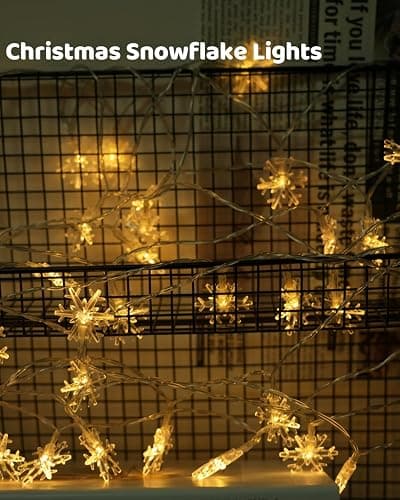 Yoitomehy Snowflake Christmas String Lights, 20 ft 40 LED Battery Operated Christmas Lights, Xmas Decorations Fairy Lights for Bedroom Mantle Window Patio Tree Holiday Room Dorm Decor, Warm White thumbnail 7