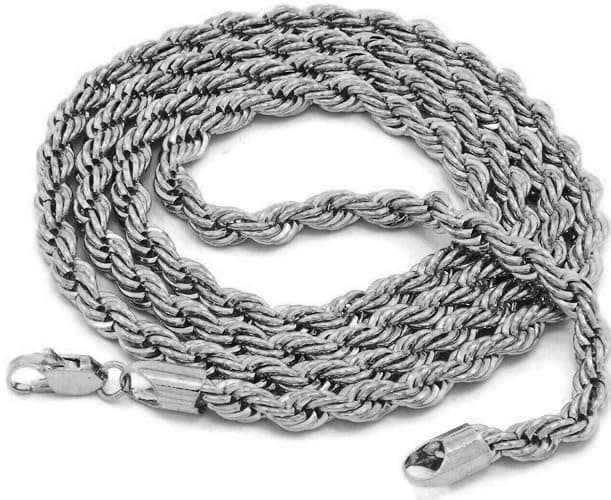 BLINGFACTORY Hip Hop Iced White Gold Plated TANK Pendant & 4mm 24" Rope Chain Fashion Bling Necklace thumbnail 4