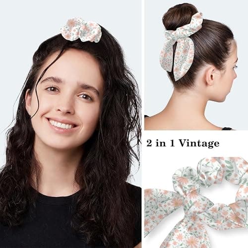 Scrub Caps Women with Button,Adjustable Surgical Caps with Ponytail Pouch,Working Cap with Bow Hair Scrunchy thumbnail 5