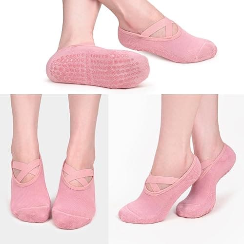 Diu Life 3 Pack Pilates Socks Yoga Socks with Grips for Women Non Slip, Workout, Pure Barre, Ballet, Dance, Hospital Socks thumbnail 2