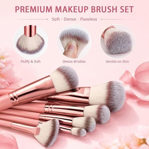 HGHDBT 70Pcs Pink Makeup Brushes Set Professional Makeup Kit Multi-functional Makeup Tool Set with Case Facial Makeup Accessories, Foundation Makeup Brush Kit Eye and Face Make up Brushes & Tools thumbnail 5