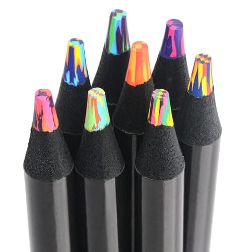nsxsu 8 Pieces Rainbow Pencils for Adults and Kids, Jumbo Rainbow Coloured Pencil, Multicoloured Pencils for Art Drawing, Colouring, Sketching, Party Favours Bags - Image 1