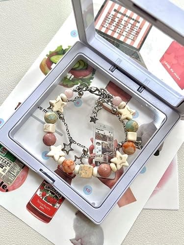 Flixxo Y2K Star Bracelet for Women Cute Beaded Bracelets Grunge Bracelets Y2K Jewelry Aesthetic Accessories Preppy Stuff - Pink - alloy thumbnail 5