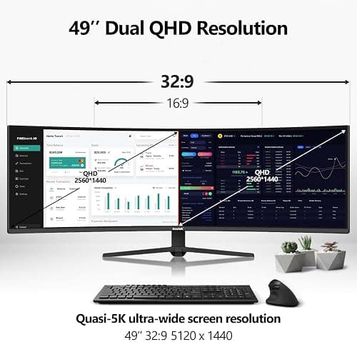 Gawfolk 49 Inch Curved Gaming Monitor,1500R PC Screen 120hz DQHD 5120x1440, Computer Screen for Home Office Business, DP, HDMI, Support Wall Mount 100x100mm thumbnail 5