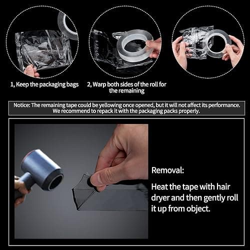Art3d Double-Sided Mounting Tape (10FT), Multipurpose Removable Adhesive Foam Tape, Transparent, Household thumbnail 7