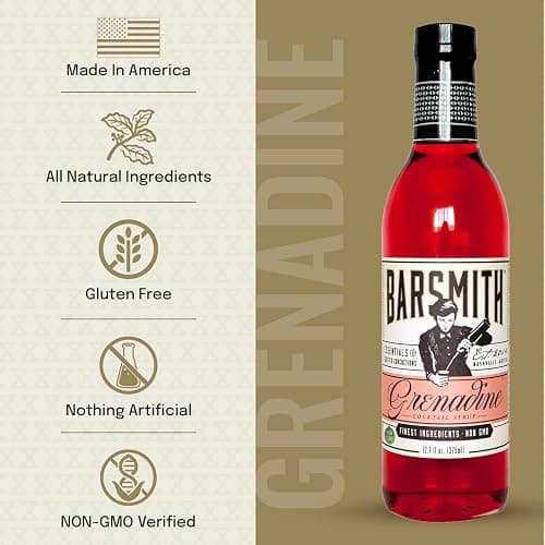 Barsmith Bar Essentials Grenadine Syrup - Sweet Cherry and Pomegranate Notes - No Artificial Flavors & Non-GMO Cocktail Mixer - Ideal for Shirley Temple, Mocktails and Cocktails - 12.7oz (Pack of 1) thumbnail 3