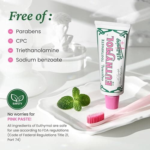 EUTHYMOL Whitening Toothpaste Set (Gift Set, 3.7fl oz*2, Sqeezer Set) - Stain Removal in 2 Weeks, Long-Lasting Freshness for Sensitive Gum & Teeth. Bad Breath, Cavity Prevention thumbnail 6