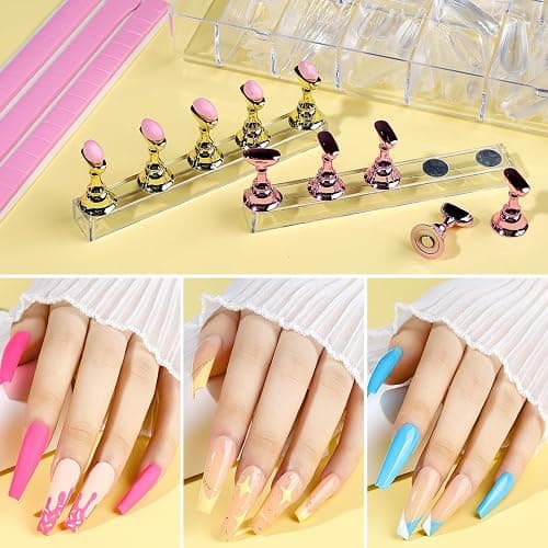 Teenitor Press On Nail Kit - Clear Coffin Nail Tips, Art Brushes, Dotting Pen, Glitter, Stickers & Rhinestones thumbnail 3