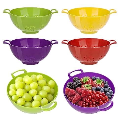 4 Pack Small Colander for Kitchen Mini Plastic Strainer Dish Safe for Veggies Berry Fruits Food 7.87 x 7.87 x2.83 Inch Dishwasher Safe - Image 1
