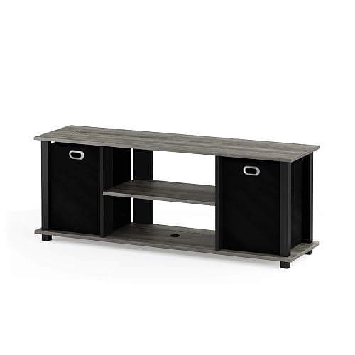 FURINNO Econ Entertainment Center, French Oak Grey/Black/Black thumbnail 5