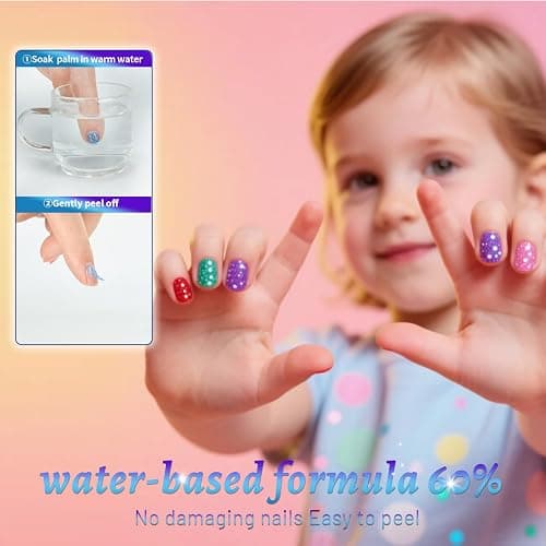 Aieenjor Non-Toxic Kids Nail Polish Set, Glitter Quick Dry Fingernail Polish for Toddler, Water-Based Peelable Nail Polish for Kids, 6 Color Rainbow for Halloween and DIY Gift Kid Ages 3+ thumbnail 3