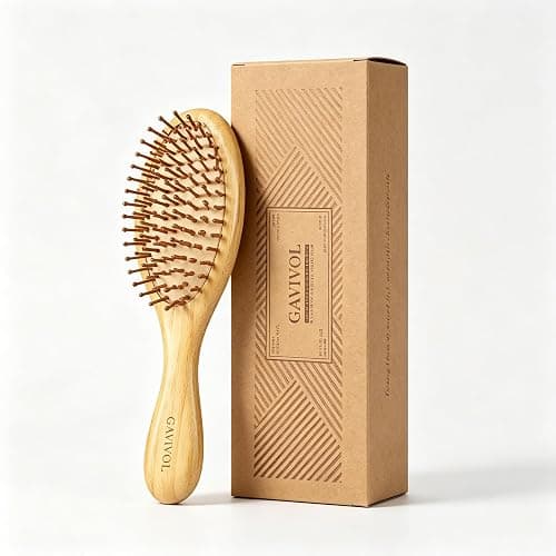 GAVIVOL Bamboo Hair Brush for Hair Growth Natural Bamboo Bristle Brush Detangling Wooden for Scalp Massaging Paddle Hair Brushes for Women Men Curly & Beard Styling HairBrush & Slick Back Hair Brush thumbnail 2