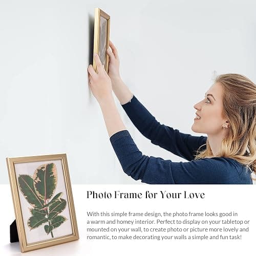 euwazram 8x10 Picture Frame - Set of 5, Matte Gold 8 x 10 Photo Frame with High-Definition Glass, Modern 8x10 frame for Tabletop or Collage Wall, Perfect Christmas Frame thumbnail 3