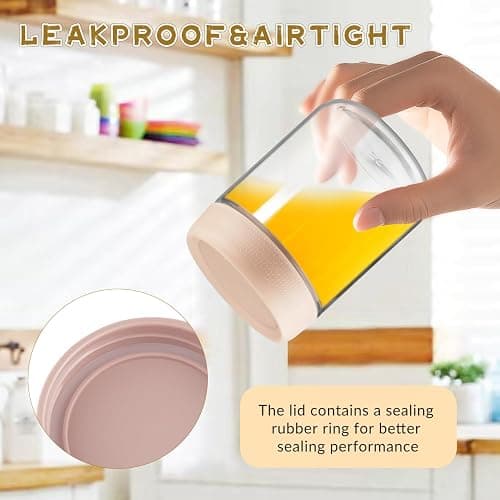 4 Pack Glass Jar With Airtight Lids Overnight Oats Containers With Lids Mason Jars Food Storage Containers For Yogurt Snacks Sugar Spice And More (Pink, 500ml/16.7oz) thumbnail 4
