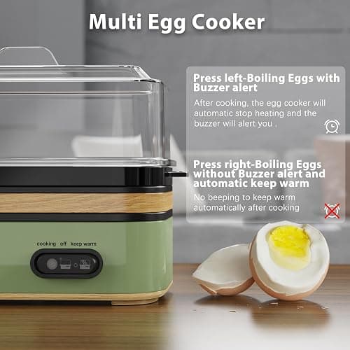 Evoloop Rapid Egg Cooker Electric 6 Eggs Capacity, Soft, Medium, Hard Boiled, Poacher, Omelet Maker Egg Poacher With Auto Shut-Off, BPA Free (Green) thumbnail 5
