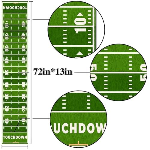 Nepnuser American Football Court Table Runner Touch Down Football Birthday Party Decoration Boy Sport Farmhouse Home Dining Room Kitchen Table Decor (13" x 72") thumbnail 3