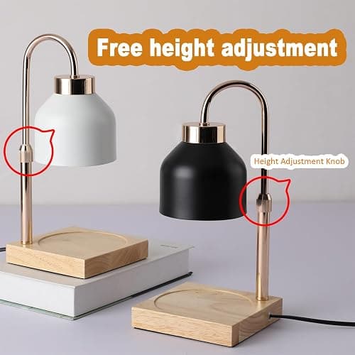 Candle Warmer Lamp with Timer, Electric Candle Lamp Warmer with Dimmer Adjustable Height House Warming Gifts New Home Bedroom Decor Dimmable Wax Melt Warmer with 2 Bulbs Mothers Day Gifts (White) thumbnail 6